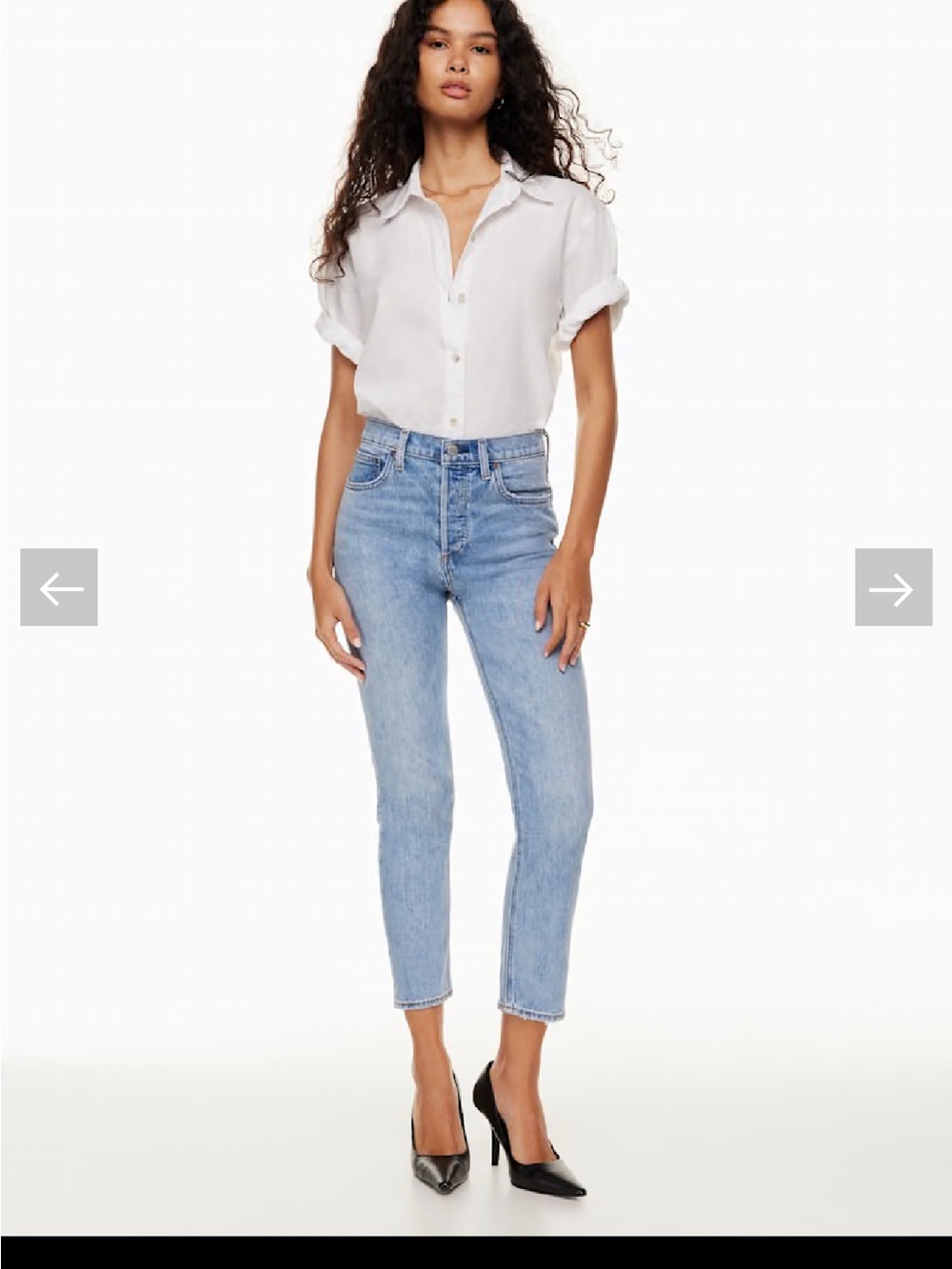 Denim Forum High-Rise Slim Straight Jeans — Medium Blue